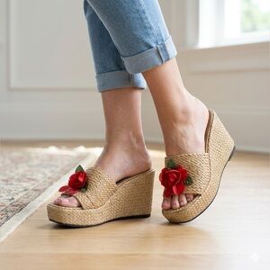 Y2K VINTAGE AMANDA SMIRH ESPADRILLES PLATFORMS WEDGES SANDALS SUMMER SZ 7